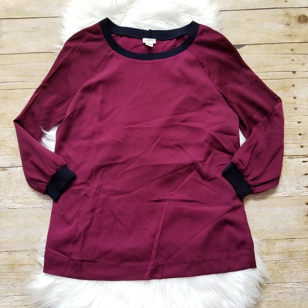J. CREW LONG SLEEVE POLYESTER CREW NECK BLOUSE TOP